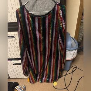 Sequin rainbow long sleeve dress